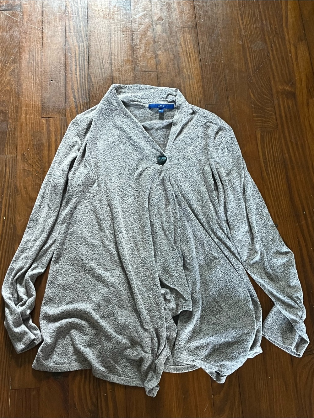 Apt. 9 Light Heather Gray/Dusty Rose Draped Button-Front Cardigan